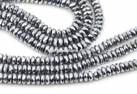 Margele Hematit, rondela fatetata, argintiu, 4mm