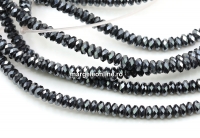 Margele Hematit, rondela fatetata, gun, 4mm