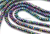 Margele Hematit, rondela fatetata, rainbow, 4mm