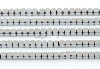 Margele Hematit, cub hexagon, argintiu, 3mm