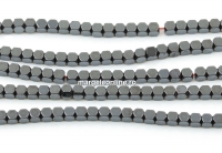 Margele Hematit, cub hexagon, gun, 3mm