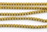 Margele Hematit, cub hexagon, auriu, 3mm