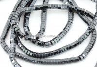 Hematite beads, hexagon round, gun, 4mm