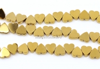 Margele Hematit, inima, auriu, 8mm