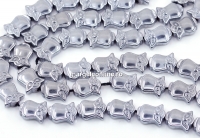 Margele Hematit, bufnita, argintiu, 10mm