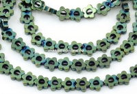Margele Hematit, floare, verde, 6mm