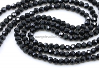 Sirag margele cristal, rotund fatetat, negru jet, 4mm