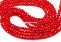 Sirag margele cristal, rotund fatetat, rosu, 3mm