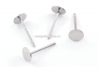 Tortite cercei cu platou 5mm, argint 925 placat cu rodiu - x1per