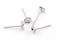 Tortite cercei tija, argint 925 placat cu rodiu, cupa 5mm - x1