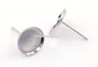 Tortite cercei tija argint 925 rodiat, cabochon 10mm - x1per