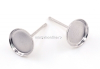 Tortite cercei tija argint 925 rodiat, cabochon 8mm - x1per