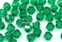 Swarovski, margele bicone xilion, Majestic Green, 6mm - x10
