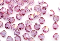 Swarovski, margele bicone, Dark Rose, 4mm - x20