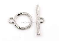 Incuietoare toggle argint 925 placat cu rodiu, 13.5x11mm - x1
