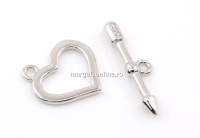Incuietoare toggle argint 925 placat cu rodiu, 12.5x12mm - x1