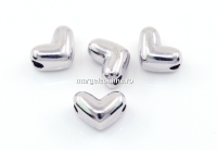 Margele decor inima argint 925 placat cu rodiu, 8x5.5mm - x1