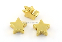 Margele decor, stea, argint 925 placat cu aur, 7mm - x1