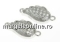 Link, leaf,crystals, rhodium-plated 925 silver, 16mm - x1