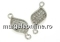Link, leaf,crystals, rhodium-plated 925 silver, 16mm - x1