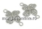 Link, disk, crystals, rhodium-plated 925 silver, 14.5mm  - x1