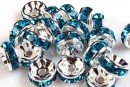 Spacer Rhinestone turcoaz intens, 8mm - x10