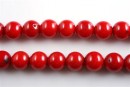 Coral beads, red, round, 10mm