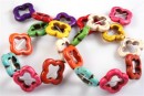 Multicolor magnesite, flower frame, 20mm