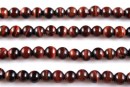 Red tiger eye, round, 6.5mm