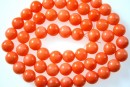 Coral beads, bright orange, round, 6.5mm