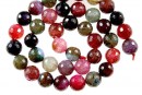 Margele agate crab fire, rotund fatetat, multicolor, 10mm