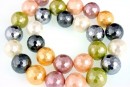 Perle tip Mallorca, rotund fatetat, multicolor, 14mm