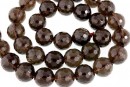 Margele cuart natural fumuriu intens, rotund fatetat, 12mm