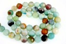 Margele amazonit multicolor, rotund fatetat, 8mm