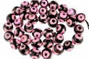 Margele agate pictate, rotund fatetat, evil eye, 10mm