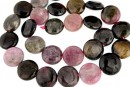 Margele turmalina naturala, multicolor, disc, 14mm