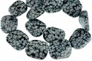 Margele obsidian fulg de nea,dreptunghi rasucit, 26x22.5mm