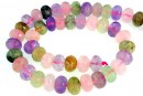 Mix cuart roz, ametist si prehnite, rondela fatetata, 10x6.5mm