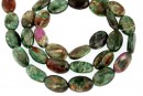 Margele emerald si rubin in fucsit, oval, 12x8.5mm