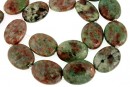 Margele granat verde natural, oval, 20x15mm