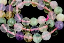 Mix white, pink quartz, prehnite, amethyst, citrine, microfaceted round, 10mm