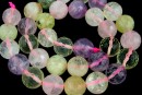 Mix white, pink quartz, prehnite, amethyst, citrine, microfaceted round, 12mm