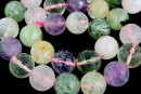 Mix white, pink quartz, prehnite, amethyst, citrine, microfaceted round, 14mm