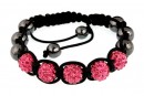 Shamballa Bracelet with 5 Beads Indian Pink - x1