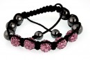 Bratara cu 5 margele shamballa amethyst- x1