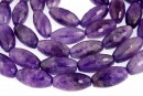 Amethyst, faceted rounded oval, 20x10mm