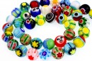 Margele Millefiori, rotund, multicolor, 10mm