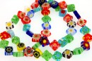 Margele Millefiori, romb, multicolor, 8x8mm