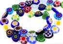 Margele Millefiori, inima, multicolor, 12mm