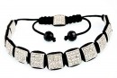 Square Shamballa Bracelet with 12 beads, crystal - x1